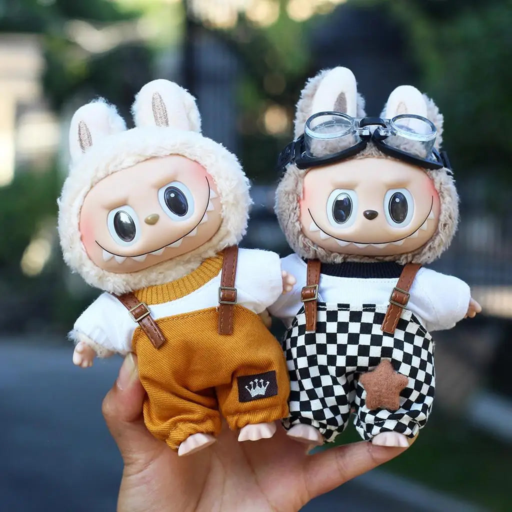 17cm Mini Plush Doll'S Clothes Outfit Accessories For Korea Kpop Exo Labubu Idol overalls pants set Macaron doll Clothing Gift 17cm Mini Plush Doll'S Clothes Outfit Accessories For Korea Kpop Exo Labubu Idol overalls pants set Macaron doll Clothing Gift